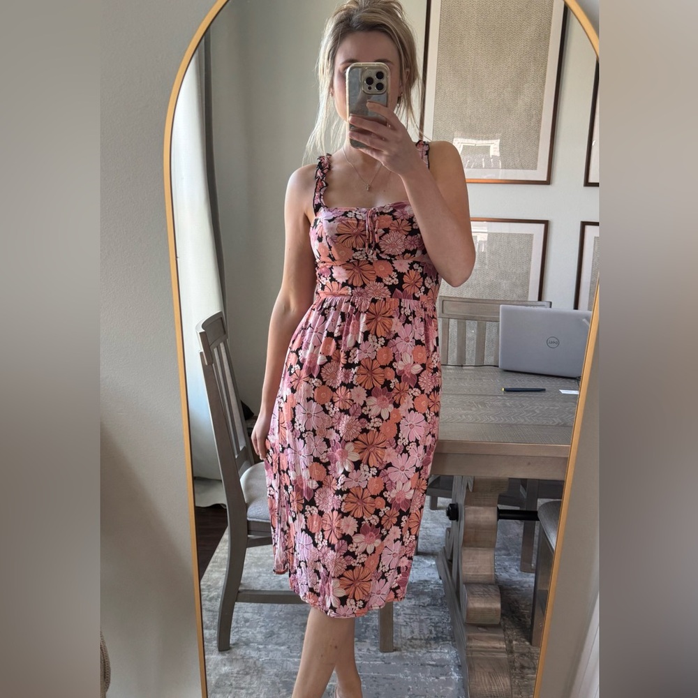Floral Pink and Black Mini Spring Summer Dress - Picture 13 of 13